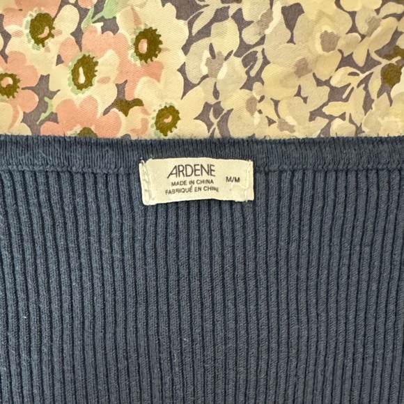 Navy Long Sleeve Ribbed Top - Picture 3 of 4